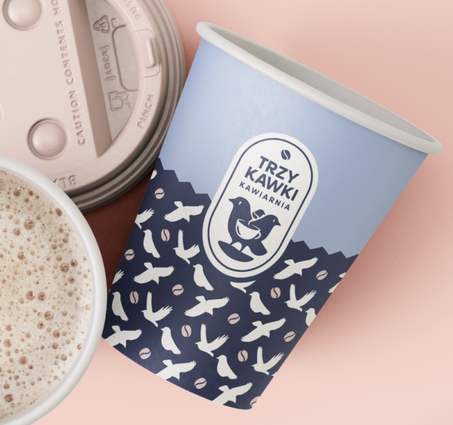 Trzy kawki kubek wzór